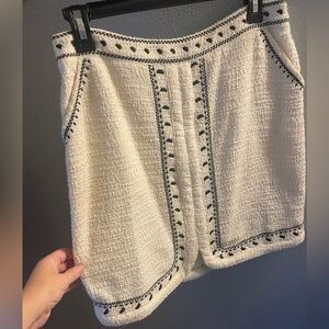 Chic White and Black Textured Skirt